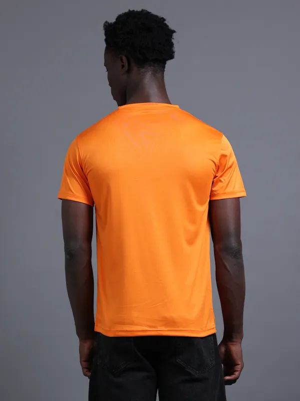 Orange_Mobilitee_Polyester_Round_Neck_T_Shirt_For_Men_And_Women