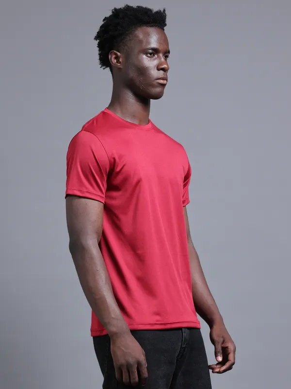 Royal_Maroon_Mobilitee_Polyester_Round_Neck_T_Shirt_For_Men_And_Women