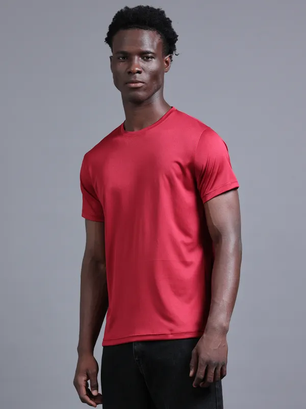 Royal_Maroon_Mobilitee_Polyester_Round_Neck_T_Shirt_For_Men_And_Women
