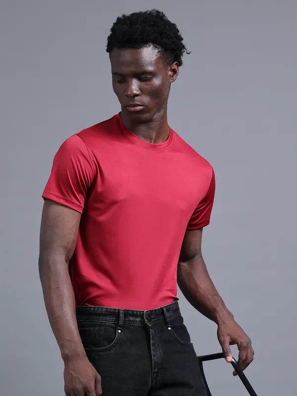 Royal_Maroon_Mobilitee_Polyester_Round_Neck_T_Shirt_For_Men_And_Women