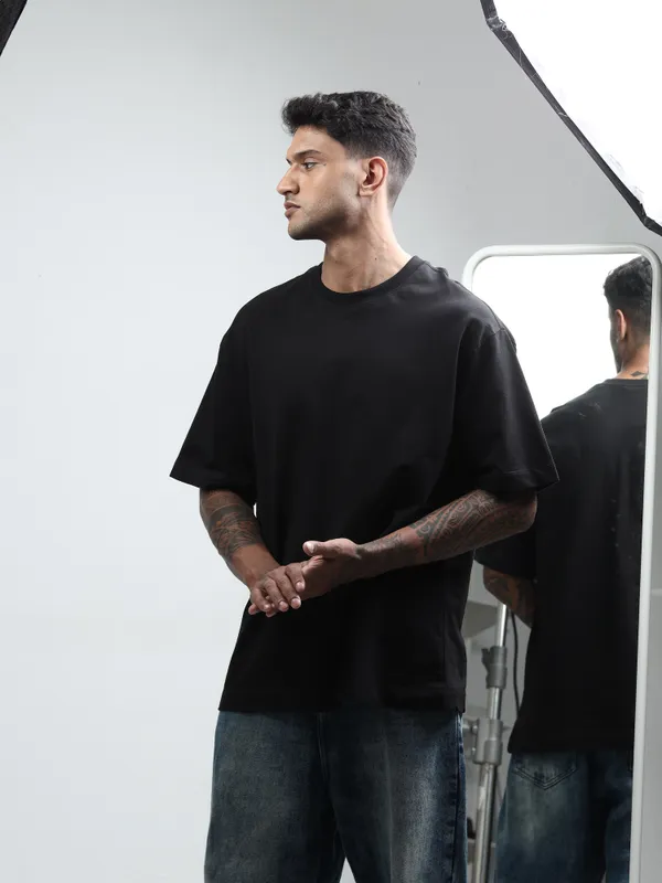 Black_Oversized_Originals_French_Terry_Cotton_Round_Neck_T_Shirt_For_Men