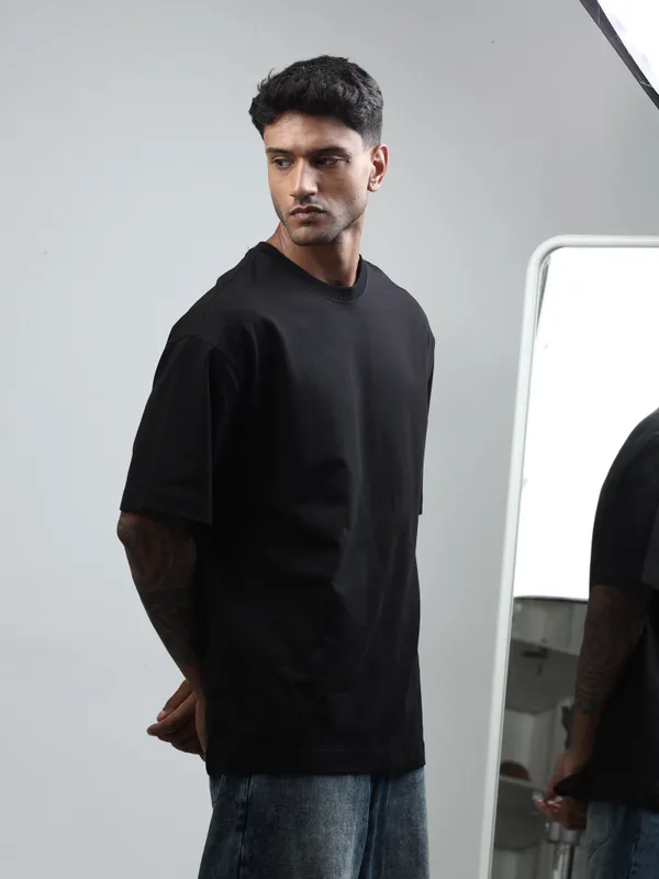 Black_Oversized_Originals_French_Terry_Cotton_Round_Neck_T_Shirt_For_Men