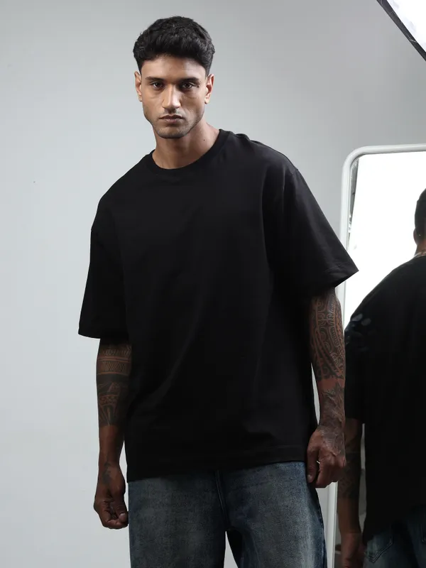 Black_Oversized_Originals_French_Terry_Cotton_Round_Neck_T_Shirt_For_Men