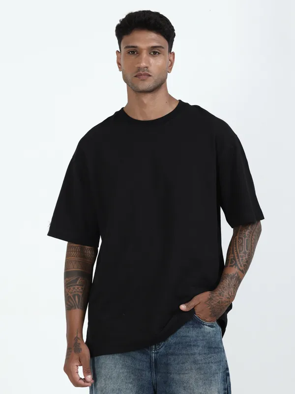 Black_Oversized_Originals_French_Terry_Cotton_Round_Neck_T_Shirt_For_Men