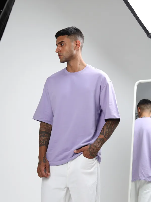 Lilac_Oversized_Originals_French_Terry_Cotton_Round_Neck_T_Shirt_For_Men
