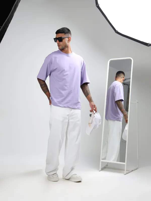 Lilac_Oversized_Originals_French_Terry_Cotton_Round_Neck_T_Shirt_For_Men