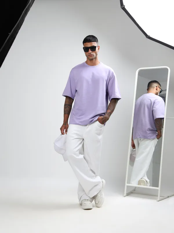 Lilac_Oversized_Originals_French_Terry_Cotton_Round_Neck_T_Shirt_For_Men