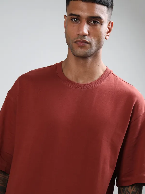 Rust_Oversized_Originals_French_Terry_Cotton_Round_Neck_T_Shirt_For_Men