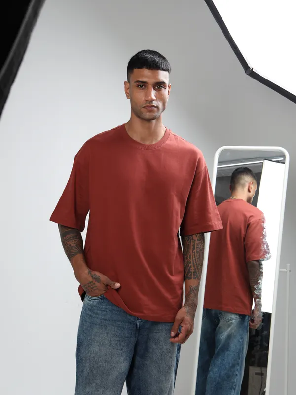 Rust_Oversized_Originals_French_Terry_Cotton_Round_Neck_T_Shirt_For_Men