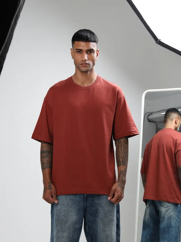 Rust_Oversized_Originals_French_Terry_Cotton_Round_Neck_T_Shirt_For_Men