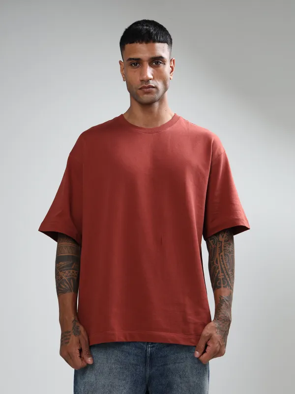Rust_Oversized_Originals_French_Terry_Cotton_Round_Neck_T_Shirt_For_Men
