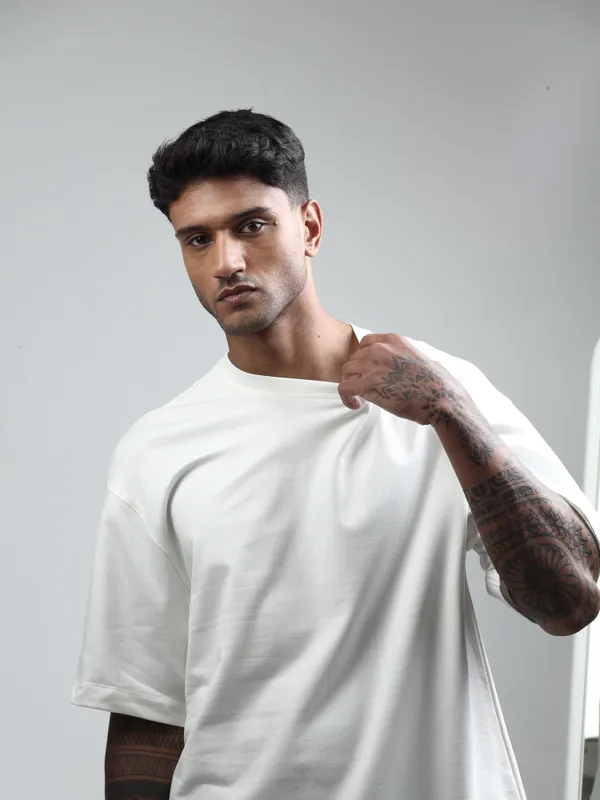 White_Oversized_Originals_French_Terry_Cotton_Round_Neck_T_Shirt_For_Men
