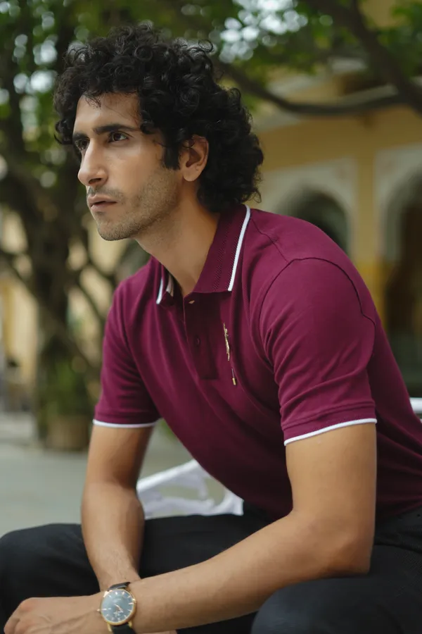 French_Wine_Premium_Polo_Pima_Cotton_Polo_Neck_T_Shirt_For_Men