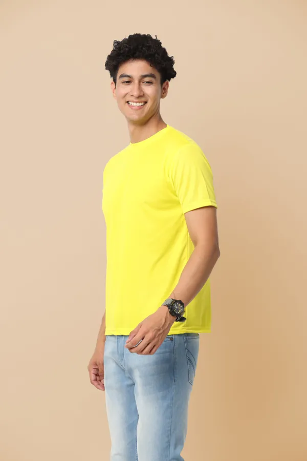 Yellow_Sports_Crewneck_Polyester_Round_Neck_T_Shirt_For_Men_And_Women