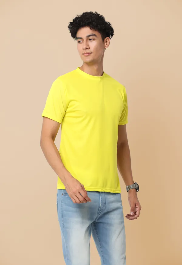 Yellow_Sports_Crewneck_Polyester_Round_Neck_T_Shirt_For_Men_And_Women