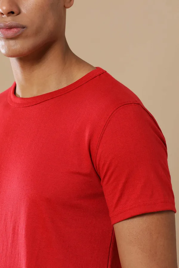 Red_Sustainable_Crewneck_Cotton_And_Polyester_Round_Neck_T_Shirt_For_Men