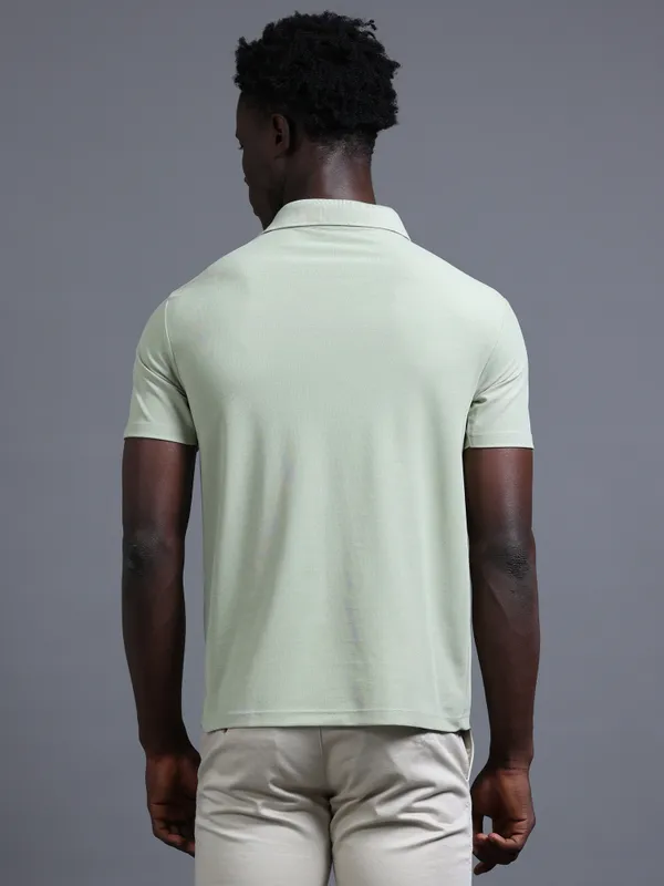 Green_Sustainable_Jacquard_Cotton_And_Polyester_Polo_Neck_T_Shirt_For_Men