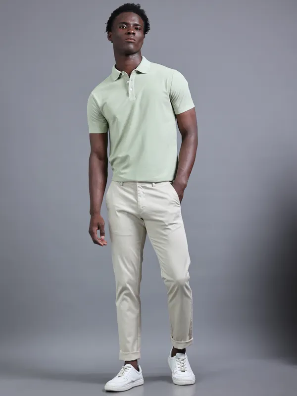 Green_Sustainable_Jacquard_Cotton_And_Polyester_Polo_Neck_T_Shirt_For_Men