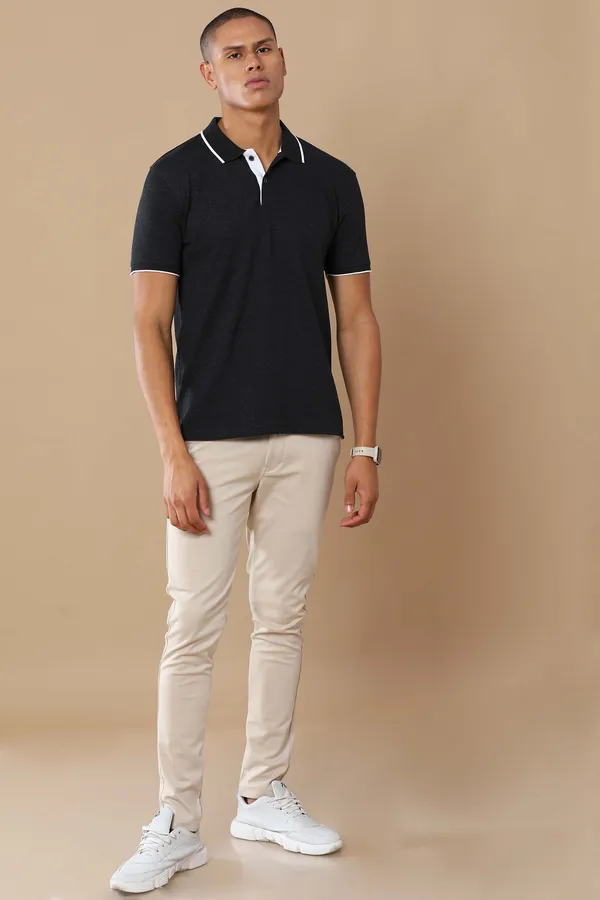 Charcoal_Grey_Sustainable_Jacquard_Cotton_And_Polyester_Polo_Neck_T_Shirt_For_Men