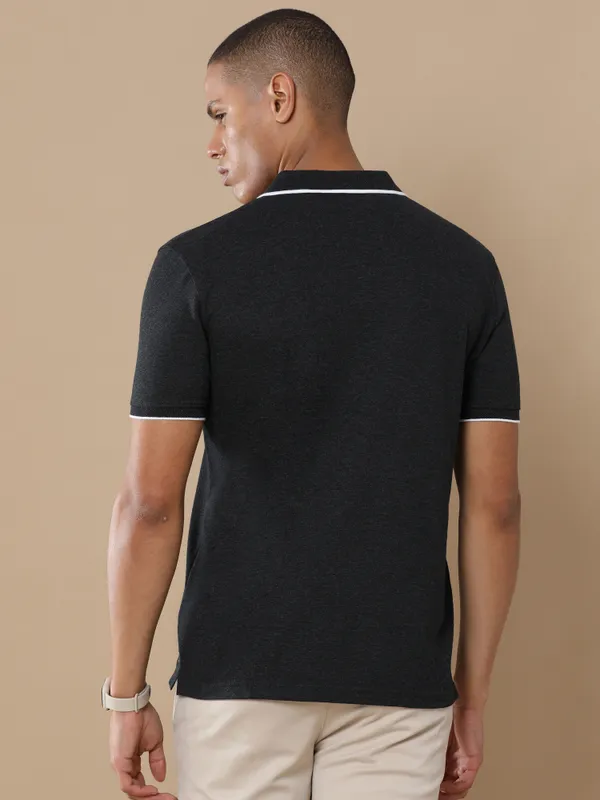 Charcoal_Grey_Sustainable_Jacquard_Cotton_And_Polyester_Polo_Neck_T_Shirt_For_Men