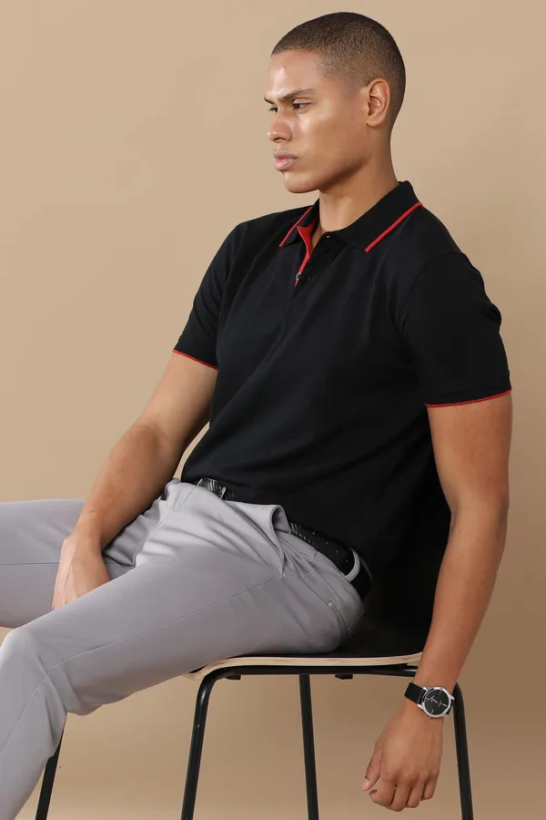 Classic_Black_Sustainable_Jacquard_Cotton_And_Polyester_Polo_Neck_T_Shirt_For_Men