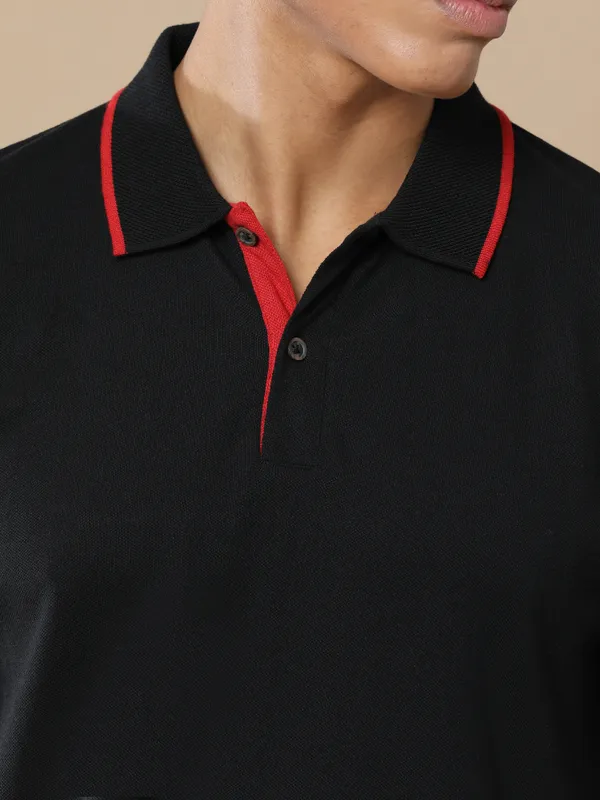 Classic_Black_Sustainable_Jacquard_Cotton_And_Polyester_Polo_Neck_T_Shirt_For_Men