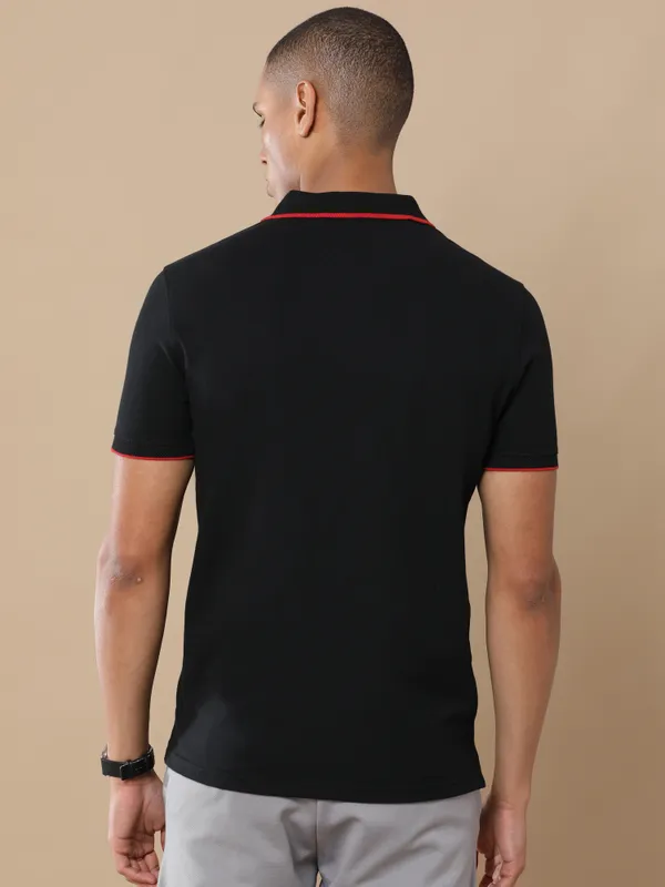 Classic_Black_Sustainable_Jacquard_Cotton_And_Polyester_Polo_Neck_T_Shirt_For_Men