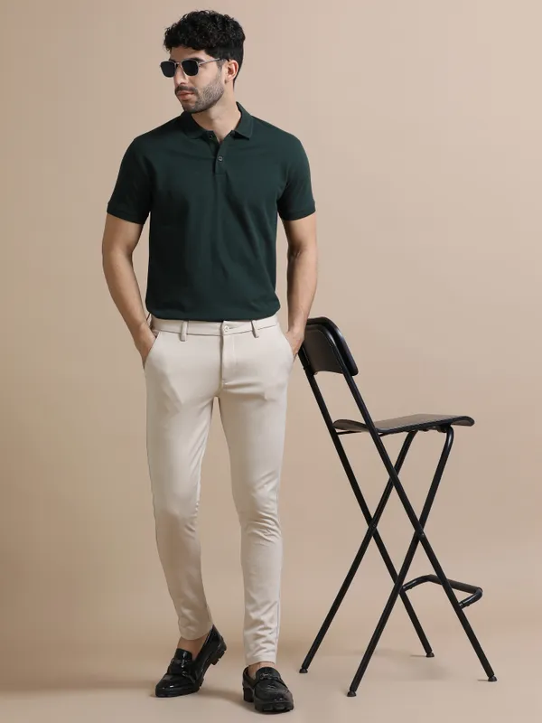 Forest_Green_Sustainable_Jacquard_Cotton_And_Polyester_Polo_Neck_T_Shirt_For_Men