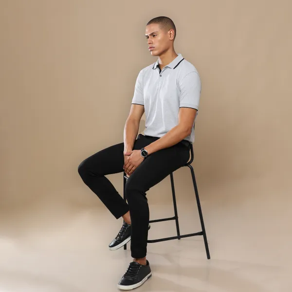 Grey_Sustainable_Jacquard_Cotton_And_Polyester_Polo_Neck_T_Shirt_For_Men