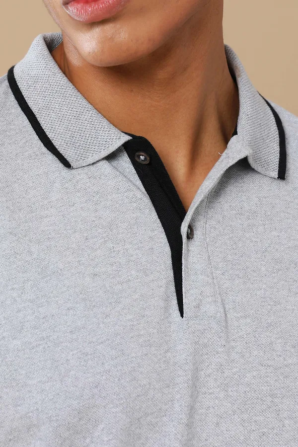 Grey_Sustainable_Jacquard_Cotton_And_Polyester_Polo_Neck_T_Shirt_For_Men