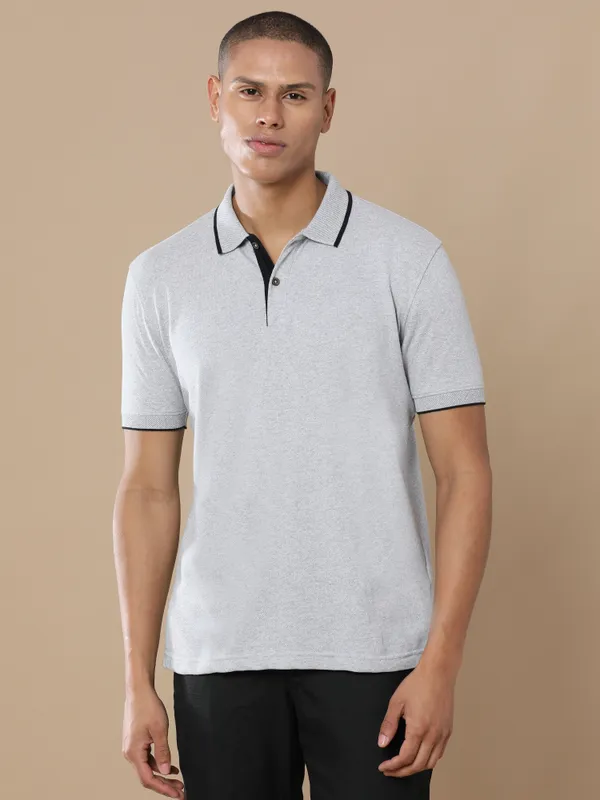 Grey_Sustainable_Jacquard_Cotton_And_Polyester_Polo_Neck_T_Shirt_For_Men