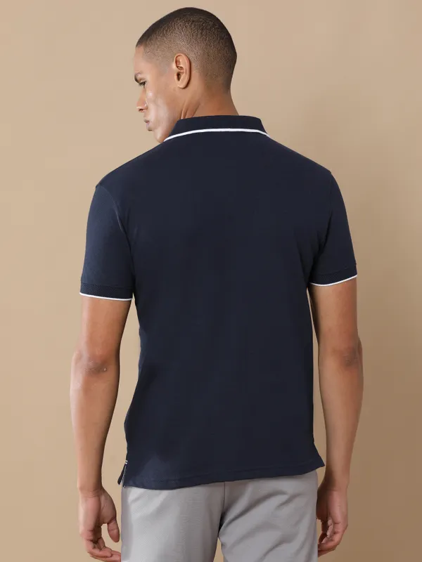 Navy_Blue_Sustainable_Jacquard_Cotton_And_Polyester_Polo_Neck_T_Shirt_For_Men