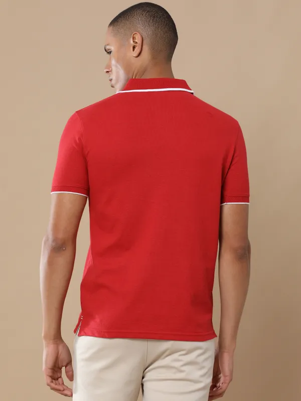 Red_Sustainable_Jacquard_Cotton_And_Polyester_Polo_Neck_T_Shirt_For_Men