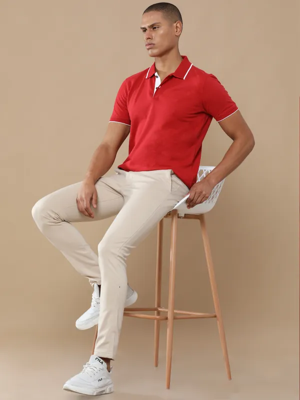 Red_Sustainable_Jacquard_Cotton_And_Polyester_Polo_Neck_T_Shirt_For_Men