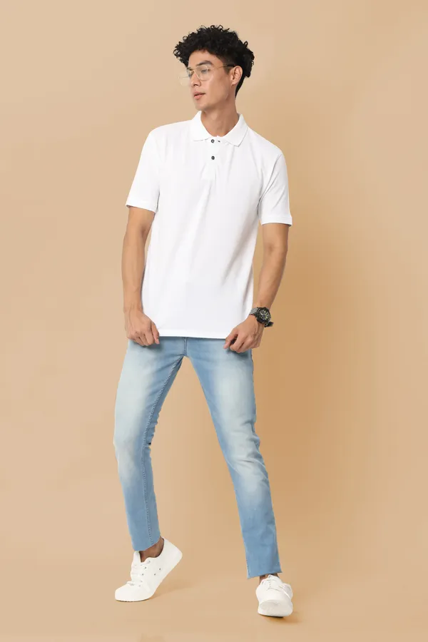White_Sustainable_Jacquard_Cotton_And_Polyester_Polo_Neck_T_Shirt_For_Men