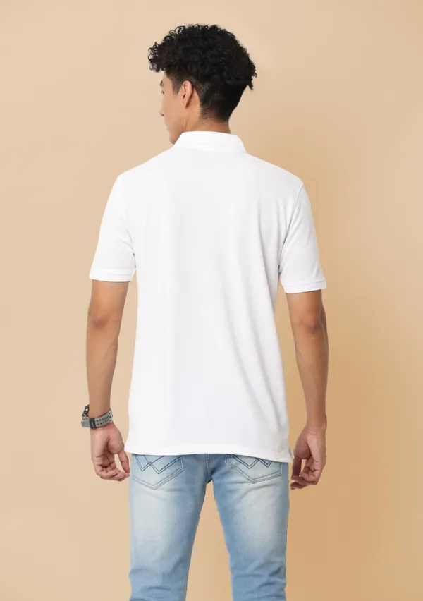 White_Sustainable_Jacquard_Cotton_And_Polyester_Polo_Neck_T_Shirt_For_Men