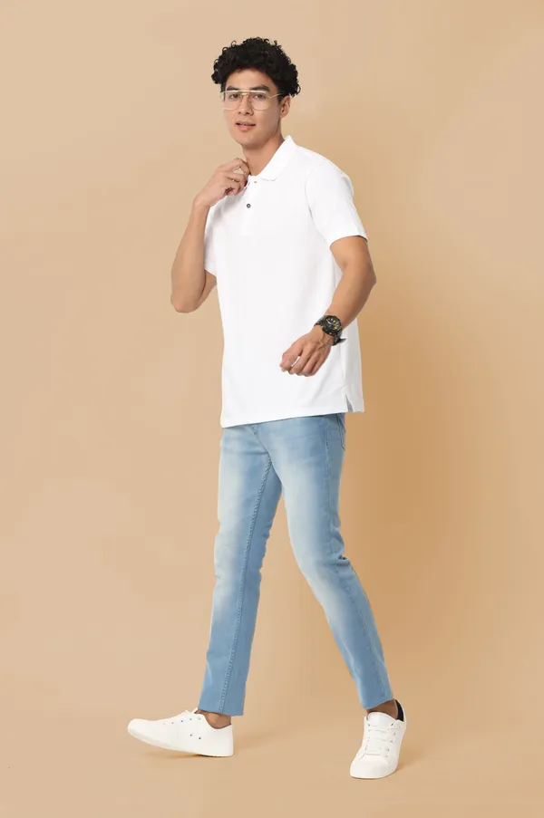 White_Sustainable_Jacquard_Cotton_And_Polyester_Polo_Neck_T_Shirt_For_Men
