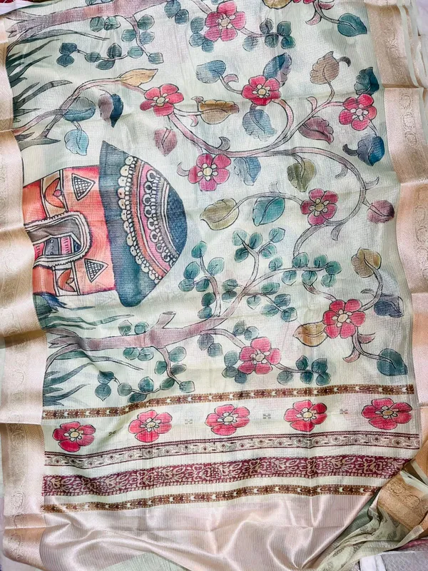 Golden_Printed_Floral_With_Traditional_Border_And_Detailing_Silk_Saree_For_Women