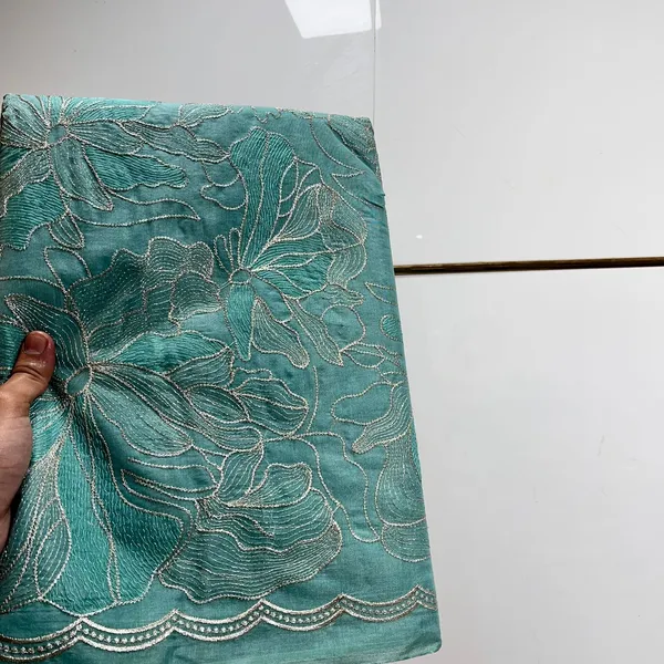 Teal_Floral_Embroidered_Fabric_With_Scalloped_Border_Silk_Saree_For_Women