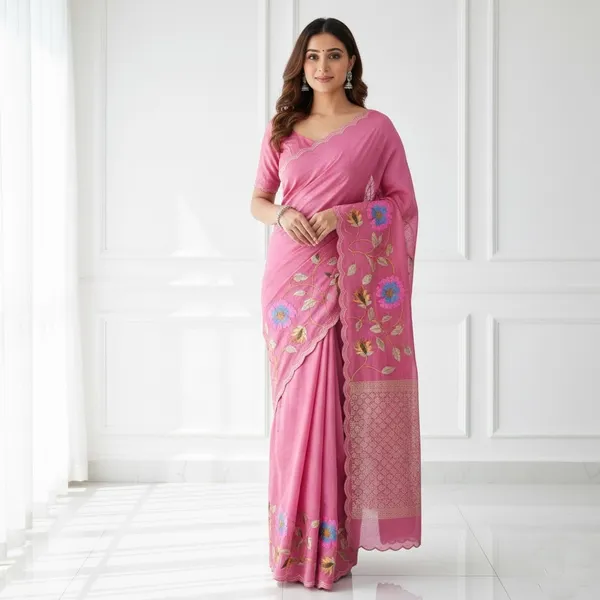 Purple_Embroidered_Fabric_With_Floral_Design_Silk_Saree_For_Women