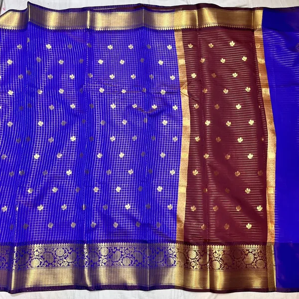 Royal_Blue_With_Golden_Zari_Border_And_Buti_Work_Silk_Saree_For_Women