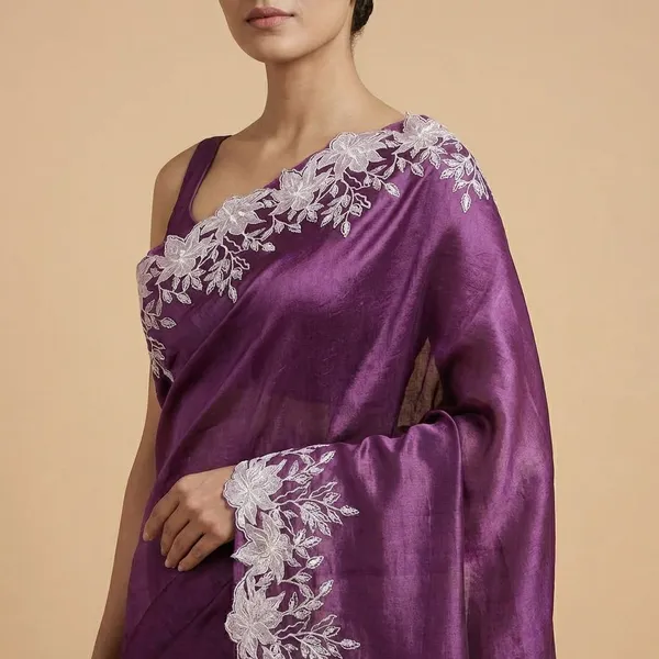 Purple_With_Silver_Floral_Embroidery_Border_Silk_Saree_For_Women
