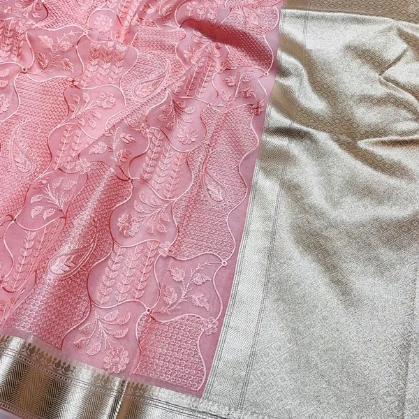 Pink_Embroidered_With_Silver_Border___Traditional_Indian_Ethnic_Wear_Silk_Saree_For_Women