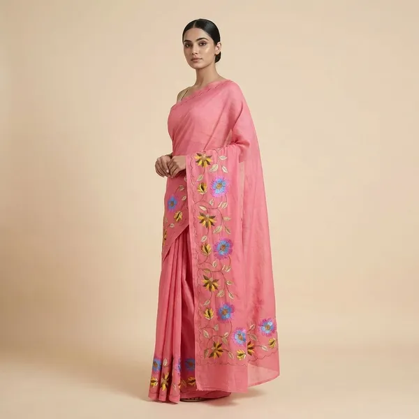 Pink_Embroidered_Blend_With_Floral_Motifs_Silk_Saree_For_Women