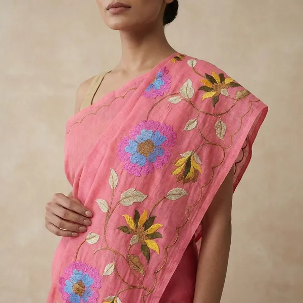 Pink_Embroidered_Blend_With_Floral_Motifs_Silk_Saree_For_Women