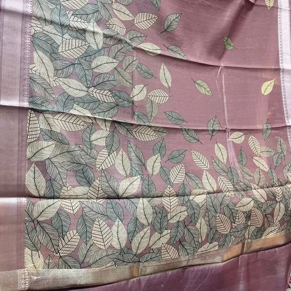 Dusty_Rose_Pink_Printed_Leaf_Pattern_Chanderi_With_Blouse_Silk_Saree_For_Women