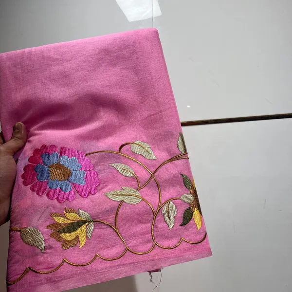 Pink_Embroidered_Floral_With_Golden_Border_Silk_Saree_For_Women