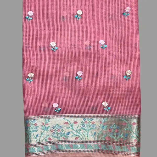 Pink_Striped_With_Floral_Embroidery_And_Traditional_Border_Silk_Saree_For_Women