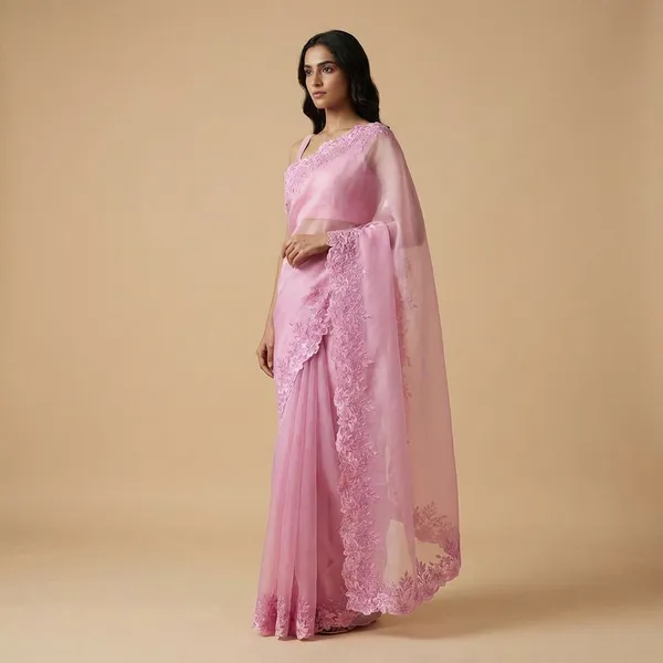 Pink_Lavender_Embroidered_Organza_Unstitched_Fabric_Material_Silk_Saree_For_Women
