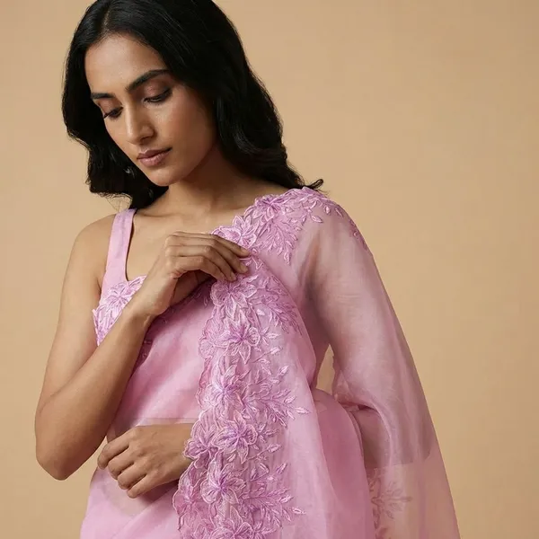 Pink_Lavender_Embroidered_Organza_Unstitched_Fabric_Material_Silk_Saree_For_Women